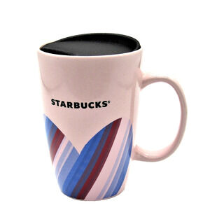 Starbucks Valentines Day Mug Hearts & Lid 12oz 2021 Pink Multicolored Coffee Tea